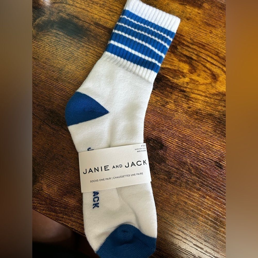 Janie and Jack Striped Blue and White Socks